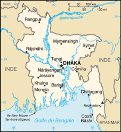 Posición de Dacca en Bangladés