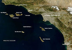 Vista satelital del achipiélago de las "Channel Islands"