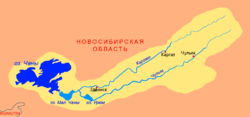 Mapa de la cuenca del lago(en ruso)