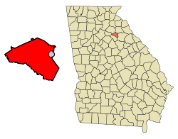 Localización en el Clarke County y en el estado de Georgia
