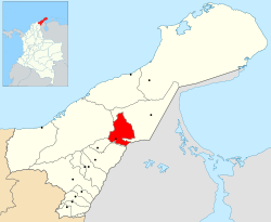 Ubicación de Albania en La Guajira