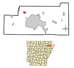 Localización en el Condado de Craighead y en el estado de Arkansas