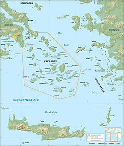 Localización de la isla en las Cicladas