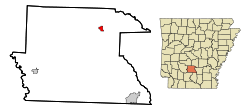 Localización en el Condado de Dallas y en el estado de Arkansas