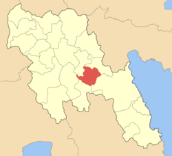 Localización de Tegea (Δήμος Τεγέας) en la prefectura de Arcadia