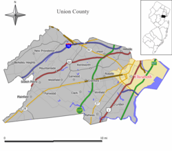 Localización de Elizabeth en el condado de Union