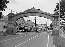 Endicott-Johnson Workers Arch, Approximately 250' east of intersection of Bridge , Endicott (Broome County, New York).jpg