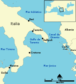 Mapa del Golfo de Tarento