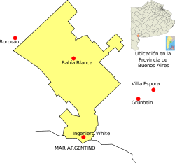 Área urbana del Gran Bahía blanca y las localidades incluidas en ella.