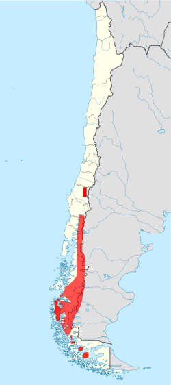 Ubicación geográfica del huemul, según datos de la IUCN.