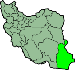 Mapa que muestra la provincia iraní de Sistán y Baluchistán