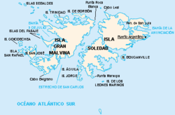 Mapa de las islas con topónimos argentinos