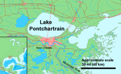 Mapa del lago Pontchartrain