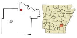 Localización en el condado de Lincoln y en el estado de Arkansas