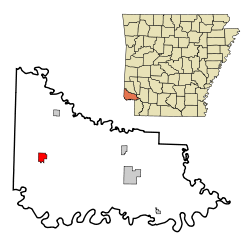 Localización en el condado de Little River y en el estado de Arkansas
