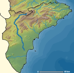 Localización del Vinalopó y su valle (provincia de Alicante).