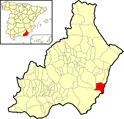 Situación de Carboneras en la provincia de Almería