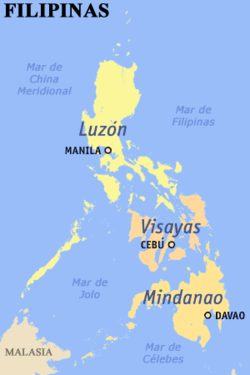 Mapa de Filipinas mostrando las Bisayas
