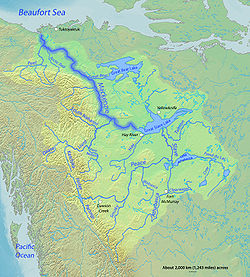 Localización del lago en la cuenca del Mackenzie