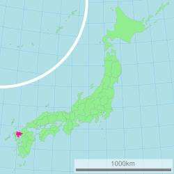 Mapa de Japón resaltando la prefectura de Saga