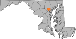 Localización de Baltimore en Maryland