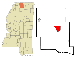 Marshall County Mississippi Incorporated and Unincorporated areas Holly Springs Highlighted.svg