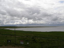 Vista de la bahía de Matsalu desde la torre de avistamiento de pájaros en Keemu