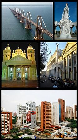 Puente General Rafael Urdaneta, Monumento a la virgen de Chiquinquira, la Basílica de Maracaibo, Palacio de Gobierno, Edificios Av. 5 de Julio con Av. El Milagro