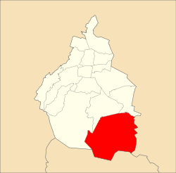 Localización de Milpa Alta en el Distrito Federal (México)
