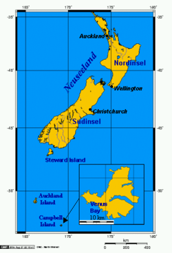 Mapa de la isla Campbell