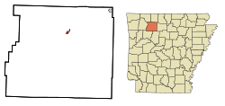 Localización en el condado de Newton y en el estado de Arkansas