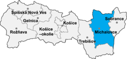 Distrito de Michalovce la Región de Košice