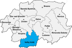 Distrito de Veľký Krtíš la Región de Banská Bystrica
