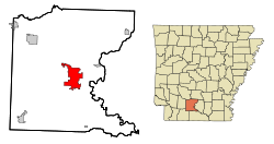 Localización en el Condado de Ouachita y en el estado de Arkansas