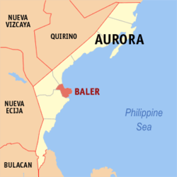 Mapa de Aurora que muestra la situación de Baler