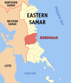 Mapa de la provincia de Samar Oriental que muestra la situación de Borongan