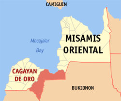Mapa de Misamis Oriental que muestra la situación de Cagayán de Oro