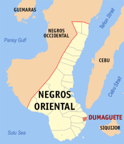 Mapa de Negros Oriental que muestra la situación de Dumaguete
