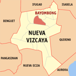 Mapa de la provincia de Nueva Vizcaya que muestra la situación de Bayombong
