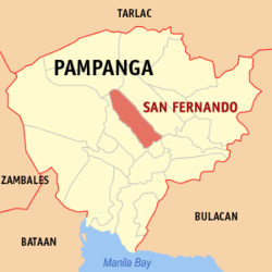 Mapa de Pampanga que muestra la situación de San Fernando