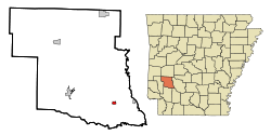Localización en el condado de Pike y en el estado de Arkansas