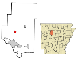Localización en el Condado de Pope y en el estado de Arkansas