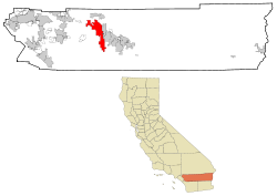 Riverside County California Incorporated and Unincorporated areas Palm Springs Highlighted.svg