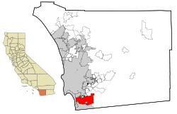 Locación de Chula Vista dentro del Condado de San Diego, California.
