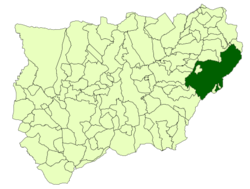 Situación de Santiago-Pontones con respecto a la provincia de Jaén