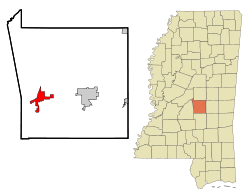 Scott County Mississippi Incorporated and Unincorporated areas Morton Highlighted.svg