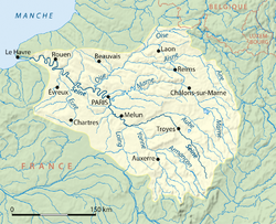 Mapa de la cuenca del río Sena