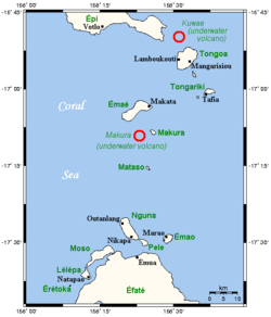 Mapa de las islas Shepherd donde se destacan los volcanes submanrinos