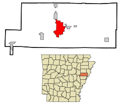 Localización en el condado de St. Francis y en el estado de Arkansas