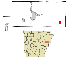 Localización en el condado de St. Francis y en el estado de Arkansas